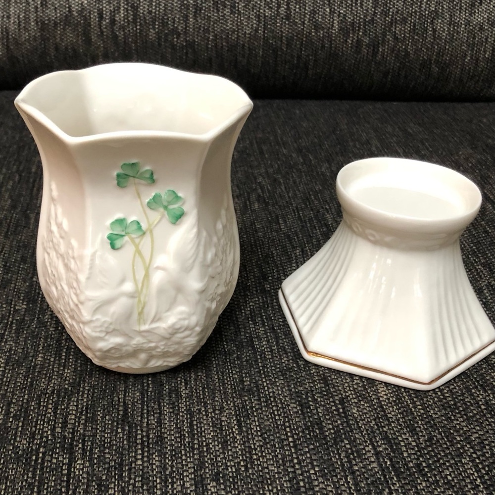 NIB Vintage Belleek Fairy Lamp Tealight Holder - Picture 4 of 9